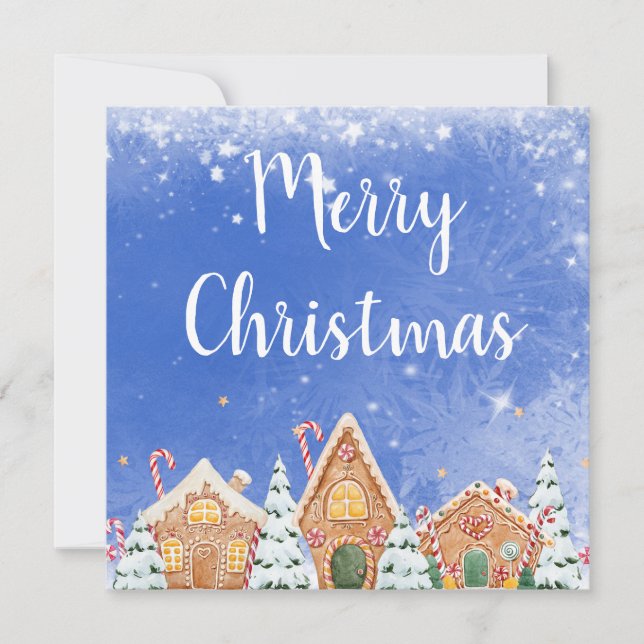 Merry Christmas Gingerbread House with Candy Canes Invitation (Front)