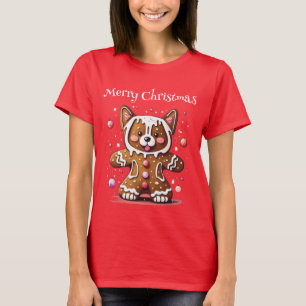 Merry Christmas Gingerbread Husky T-Shirt