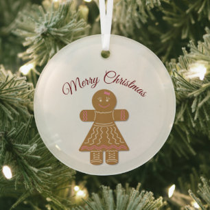 Merry Christmas Gingerbread Lady Ornament