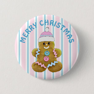 Merry Christmas Gingerbread man 6 Cm Round Badge