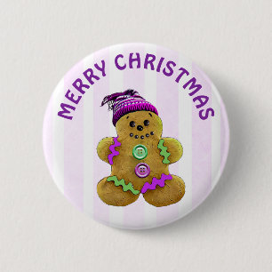 Merry Christmas Gingerbread man 6 Cm Round Badge