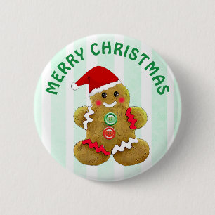 Merry Christmas Gingerbread man 6 Cm Round Badge
