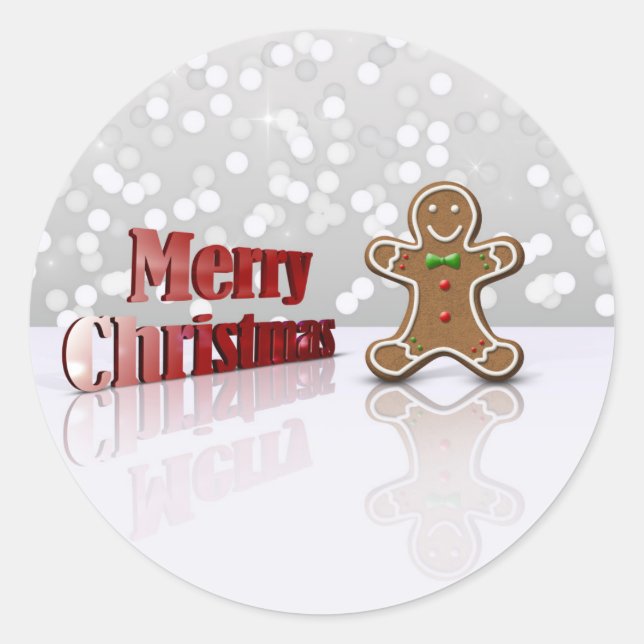 Merry Christmas Gingerbread Man Classic Round Sticker (Front)