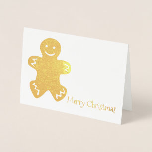 Merry Christmas Gingerbread Man Cookie Holiday Foil Card