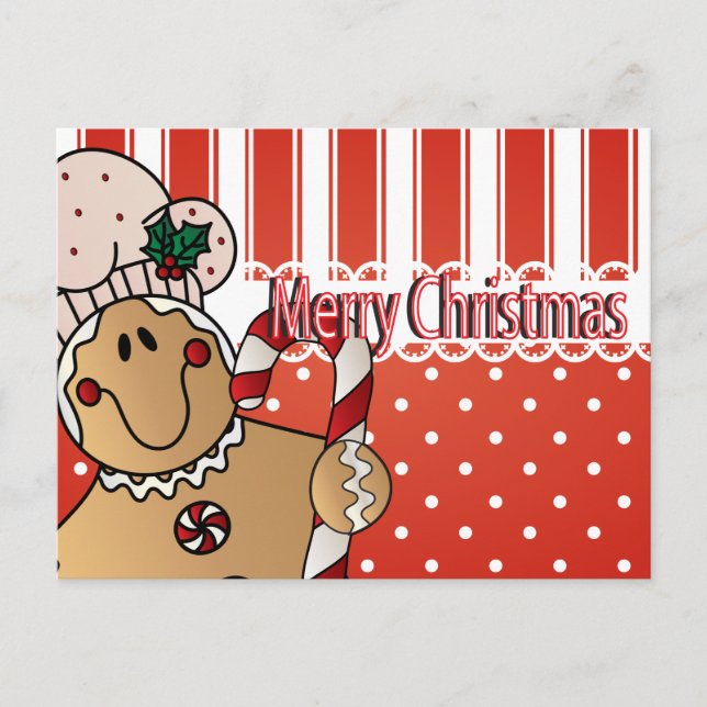 Merry Christmas Gingerbread Man Holiday Postcard (Front)