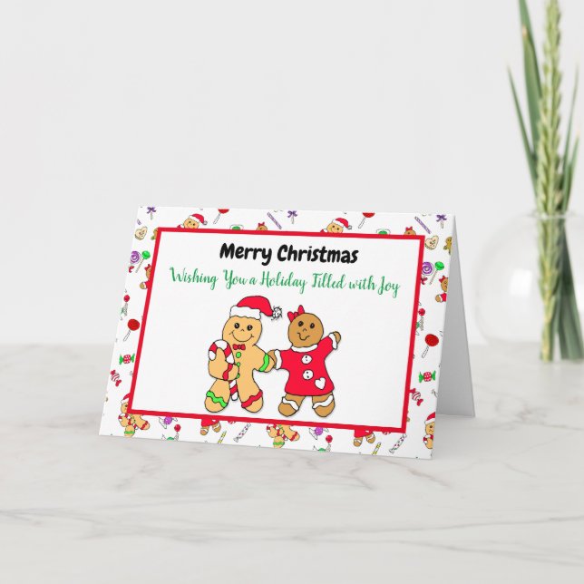 Merry Christmas Gingerbread Man Holiday Recipe  Card (Front)