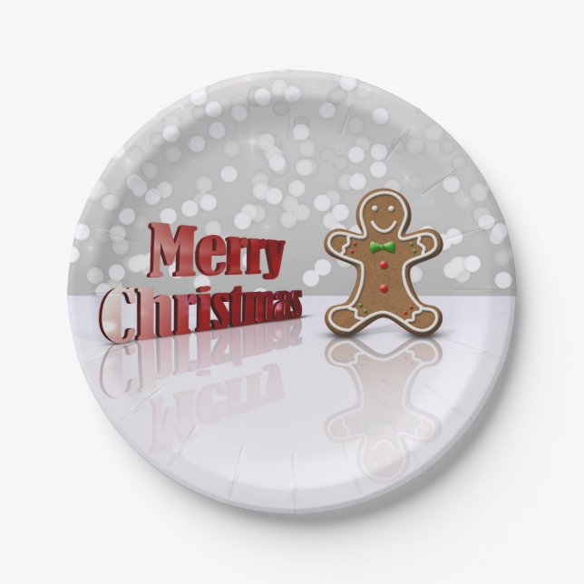 Merry Christmas Gingerbread Man Paper Plate (Front)
