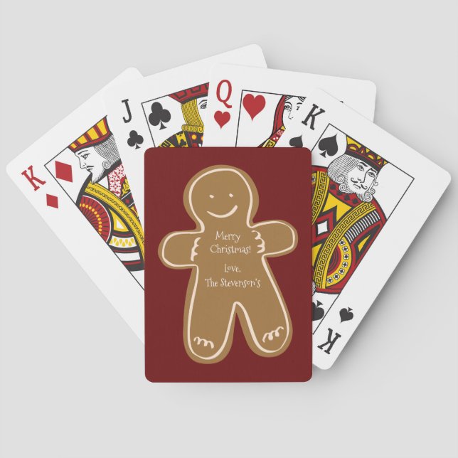 Merry Christmas Gingerbread Man Personalised Playing Cards (Back)