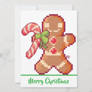 Merry Christmas, GingerBread man, Pixel Art Card