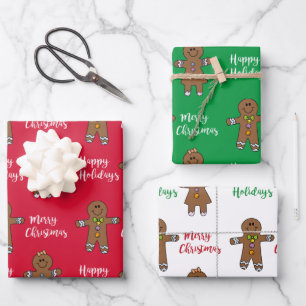 Merry Christmas Gingerbread Man Wrapping Paper Sheet