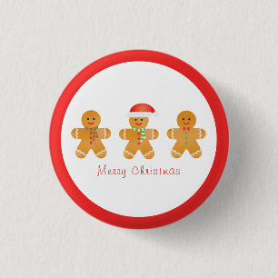 Merry Christmas Gingerbread Men 3 Cm Round Badge