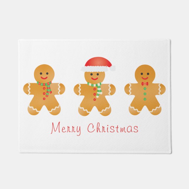 Merry Christmas Gingerbread Men Doormat (Front)