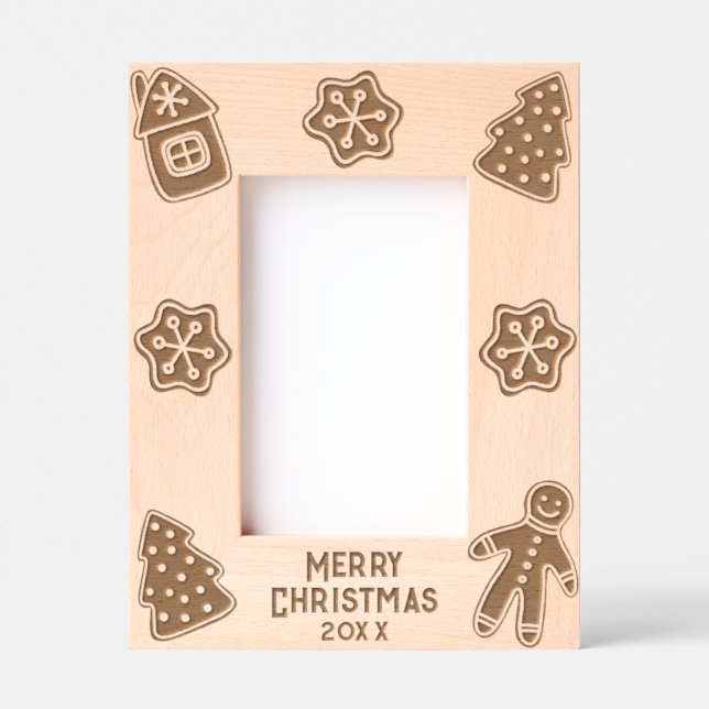Merry Christmas Gingerbread Men Family Photo Etched Frames (Front)