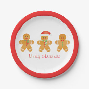 Merry Christmas Gingerbread Men Paper Plate
