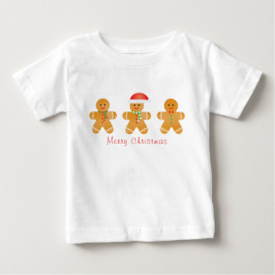Merry Christmas Gingerbread Men Santa Hat Baby T-Shirt