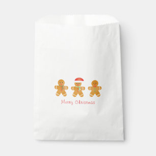 Merry Christmas Gingerbread Men Santa Hat Favour Bags