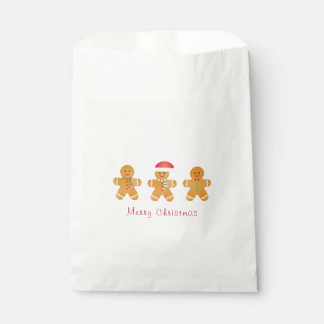 Merry Christmas Gingerbread Men Santa Hat Favour Bags (Front)