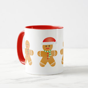 Merry Christmas Gingerbread Men Santa Hat Mug