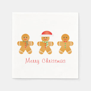 Merry Christmas Gingerbread Men Santa Hat Napkin