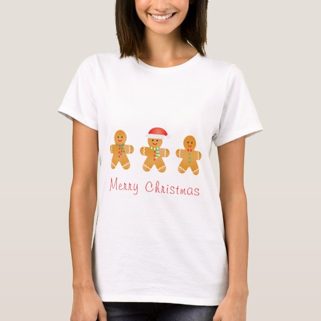 Merry Christmas Gingerbread Men T-Shirt (Front)