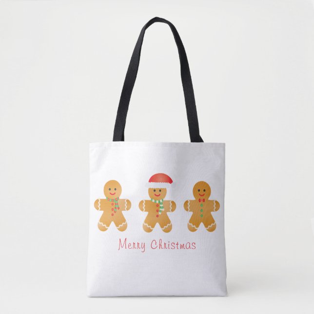 Merry Christmas Gingerbread Men Tote Bag (Front)