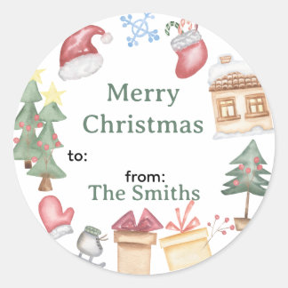 Merry Christmas Gingerbread Santa Hat Classic Round Sticker