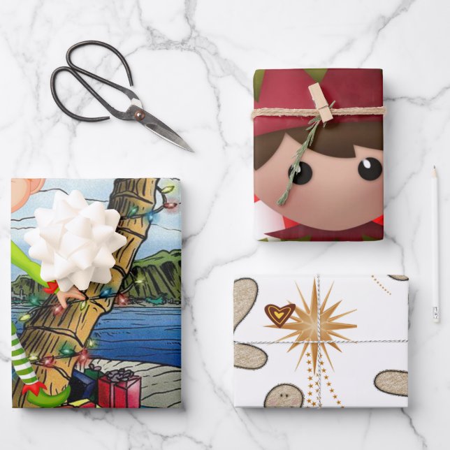 Merry Christmas Gingerbread  Sheets Wrapping Paper (Front)