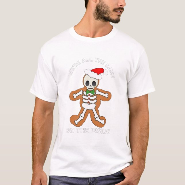 Merry Christmas Gingerbread Skeleton Xmas Cookies T-Shirt (Front)