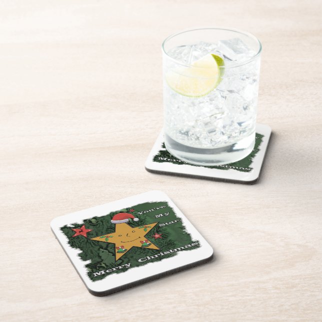 Merry Christmas gingerbread star  Coaster (Right Side)