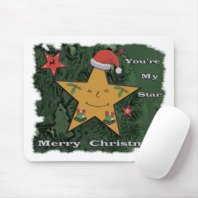 Merry Christmas gingerbread star  Mouse Mat (With Mouse)