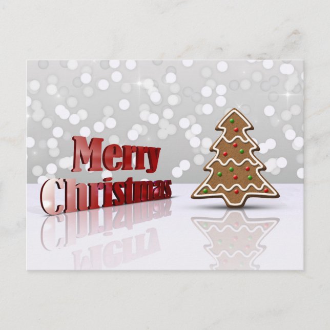 Merry Christmas Gingerbread Tree Holiday Postcard (Front)