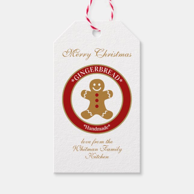 Merry Christmas Gingerbread White Gift Tags (Front)