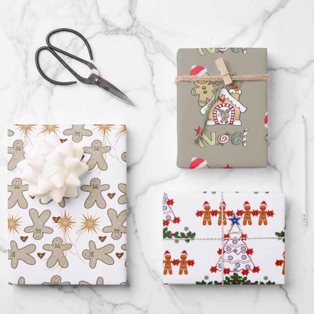 Merry Christmas Gingerbread Wrapping Paper Sheets (Front)