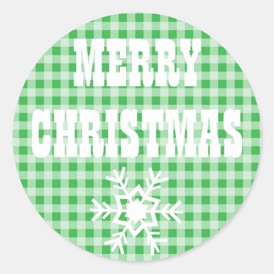 Merry Christmas Gingham Chequered Stickers