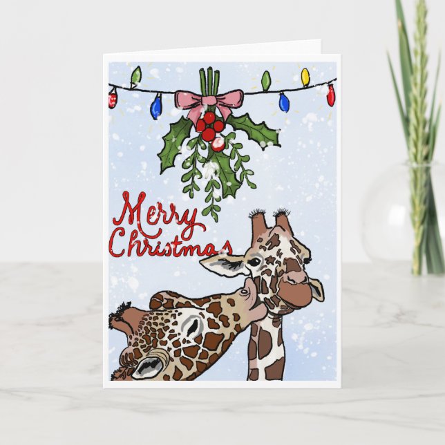 Merry Christmas Giraffes Card (Front)