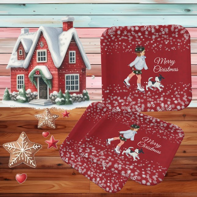 Merry Christmas Girl Kids Winter Snowflakes Party  Paper Plate (Merry Christmas Girl Kids Winter Snowflakes Party Paper Plates)