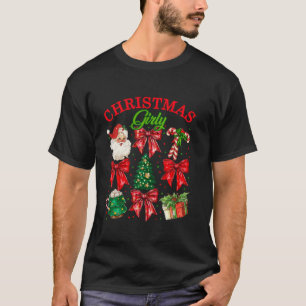 Merry Christmas Girly Coquette Bows Christmas Wome T-Shirt