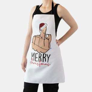 Merry Christmas Giving the Finger Apron