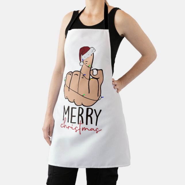 Merry Christmas Giving the Finger Apron (Insitu)