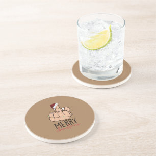 Merry Christmas Giving the Finger Coaster