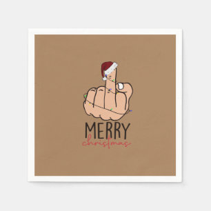 Merry Christmas Giving the Finger Napkin