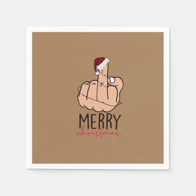 Merry Christmas Giving the Finger Napkin (Front)