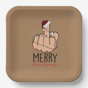 Merry Christmas Giving the Finger Paper Plate