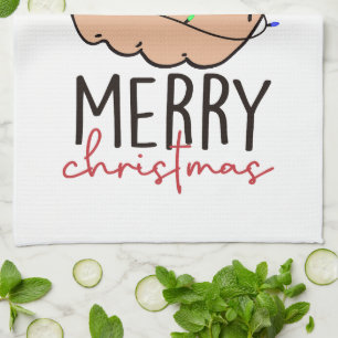 Merry Christmas Giving the Finger Tea Towel
