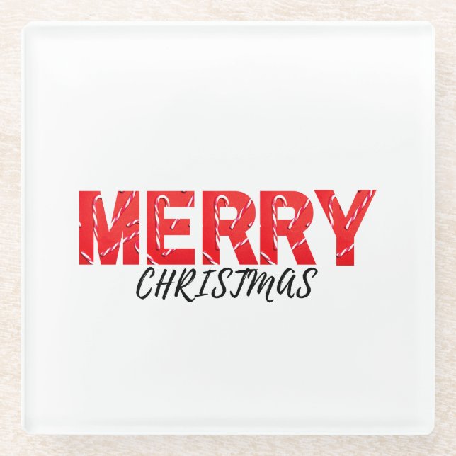 Merry Christmas       Glass Coaster (Front)