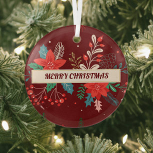 Merry Christmas  Glass Tree Decoration