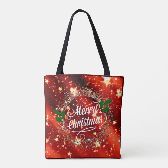 Merry Christmas, glisten and sparkle Tote Bag (Back)