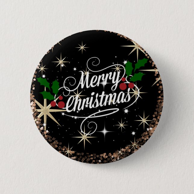 Merry Christmas glitter and sparkle holiday design 6 Cm Round Badge (Front)