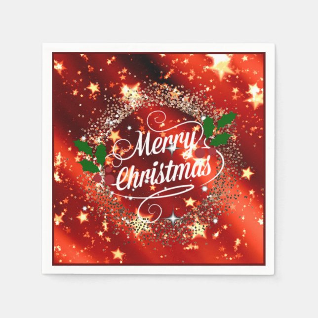 Merry Christmas glitter and sparkle holiday design Napkin (Front)