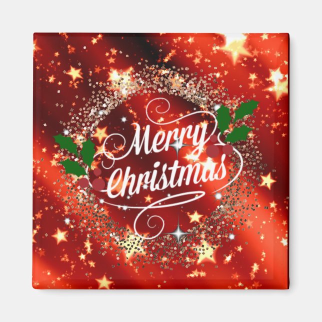 Merry Christmas, glitter and sparkle Magnet (Front)